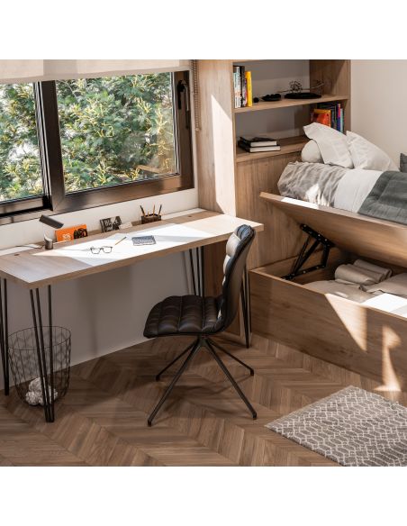 Emuca Lotto di 4 gambe Hairpin a 3 aste per tavolo, altezza 710mm, Acciaio, Verniciato nero