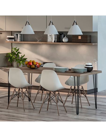 Emuca Lotto di 4 gambe Hairpin a 3 aste per tavolo, altezza 710mm, Acciaio, Verniciato nero