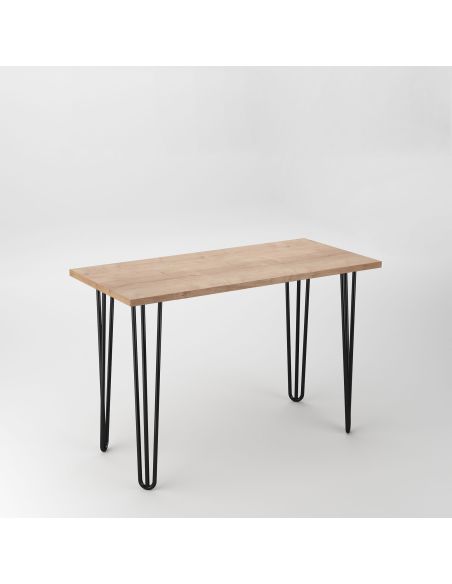 Emuca Lotto di 4 gambe Hairpin a 3 aste per tavolo, altezza 710mm, Acciaio, Verniciato nero