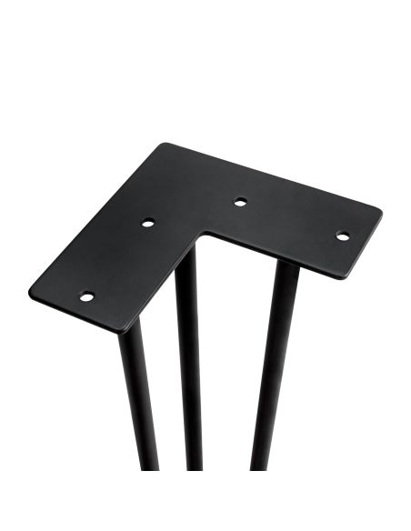 Emuca Lotto di 4 gambe Hairpin a 3 aste per tavolo, altezza 710mm, Acciaio, Verniciato nero