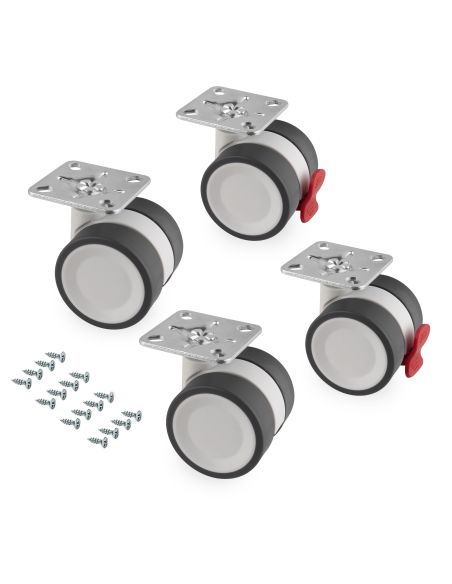 Emuca Lotto di 4 ruote Bowl 2 con piastra di montaggio, diametro 50 mm, Acciaio e Tecnoplastica