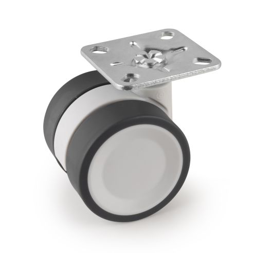 Emuca Lotto di 4 ruote Bowl 2 con piastra di montaggio, diametro 50 mm, Acciaio e Tecnoplastica