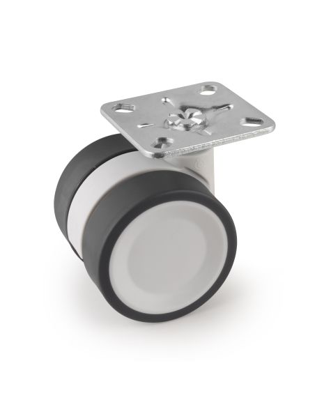 Emuca Lotto di 4 ruote Bowl 2 con piastra di montaggio, diametro 50 mm, Acciaio e Tecnoplastica