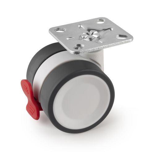 Emuca Lotto di 4 ruote Bowl 2 con piastra di montaggio, diametro 50 mm, Acciaio e Tecnoplastica