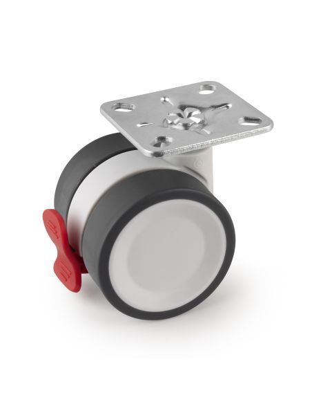 Emuca Lotto di 4 ruote Bowl 2 con piastra di montaggio, diametro 50 mm, Acciaio e Tecnoplastica