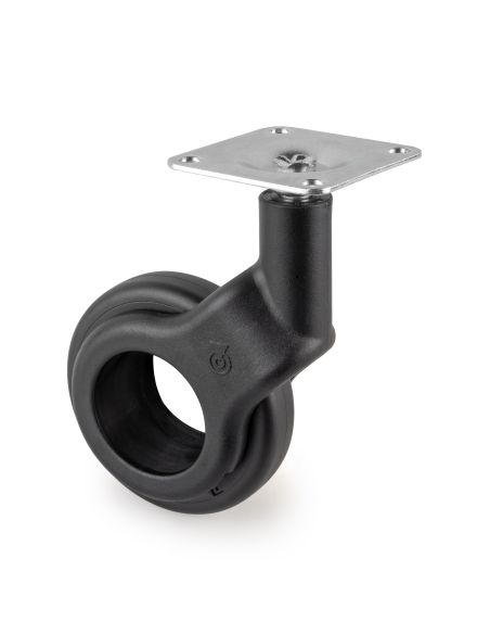 Emuca Lotto di 4 ruote Hole 2 con piastra di montaggio, diametro 60 mm, Acciaio e Tecnoplastica, Verniciato nero