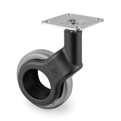 Emuca Lotto di 4 ruote Hole 2 con piastra di montaggio, diametro 60 mm, Acciaio e plastica, Tecnoplastica grigio