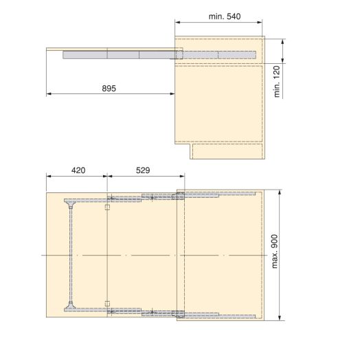 Emuca Guide per tavolo allungabile Lunch, Champagne anodizzato, Alluminio