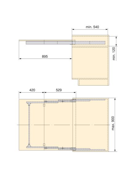 Emuca Guide per tavolo allungabile Lunch, Champagne anodizzato, Alluminio
