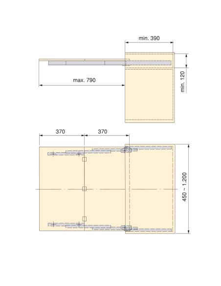 Emuca Guide per tavolo allungabile Lunch +39, Champagne anodizzato, Alluminio