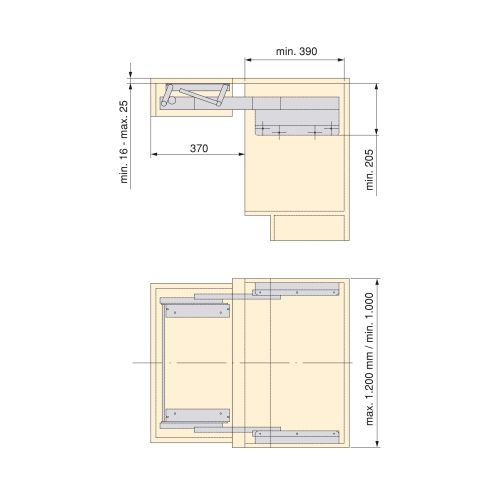 Emuca Guide per tavolo allungabile e sollevabile Oplà Folding+39 M120, Alluminio, Champagne anodizzato