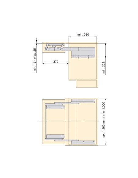 Emuca Guide per tavolo allungabile e sollevabile Oplà Folding+39 M120, Alluminio, Champagne anodizzato