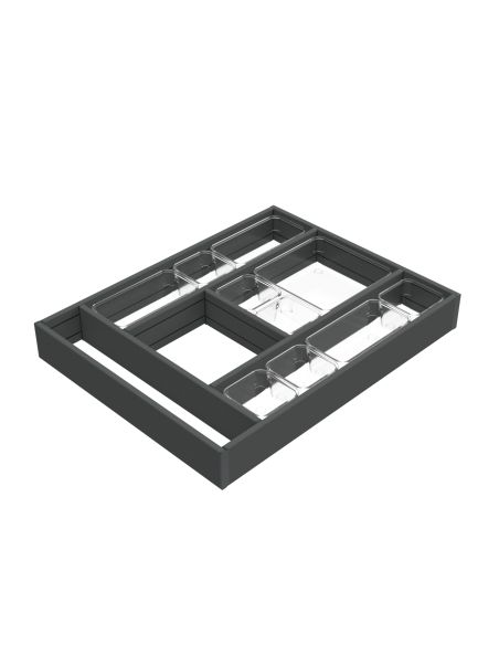 Emuca Organizzatore per cassetti Alumount 450x500, Alluminio, Grigio antracite