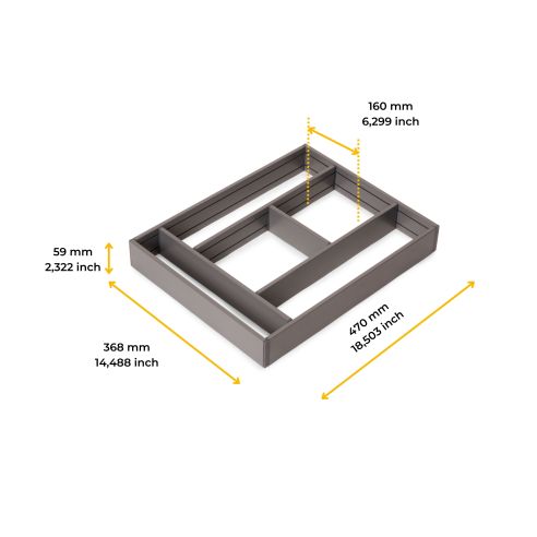 Emuca Organizzatore per cassetti Alumount 450x500, Alluminio, Grigio antracite
