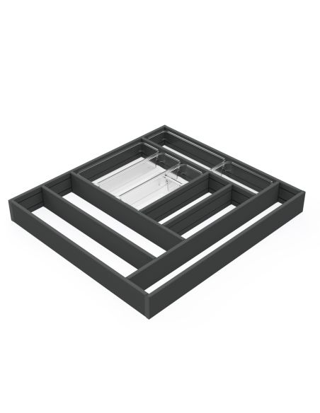 Emuca Organizzatore per cassetti Alumount 600x500, Alluminio, Grigio antracite