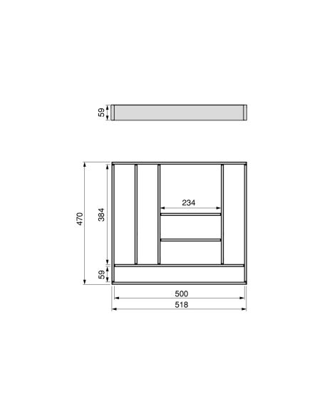 Emuca Organizzatore per cassetti Alumount 600x500, Alluminio, Grigio antracite