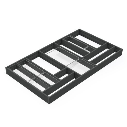 Emuca Organizzatore per cassetti Alumount 900x500, Alluminio, Grigio antracite