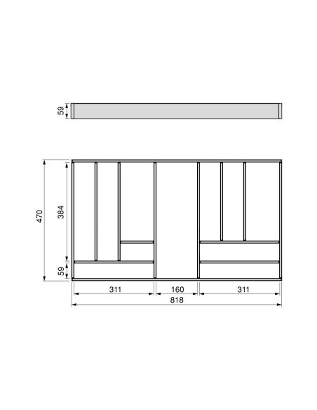 Emuca Organizzatore per cassetti Alumount 900x500, Alluminio, Grigio antracite