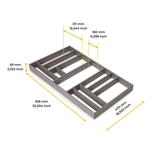 Emuca Organizzatore per cassetti Alumount 900x500, Alluminio, Grigio antracite