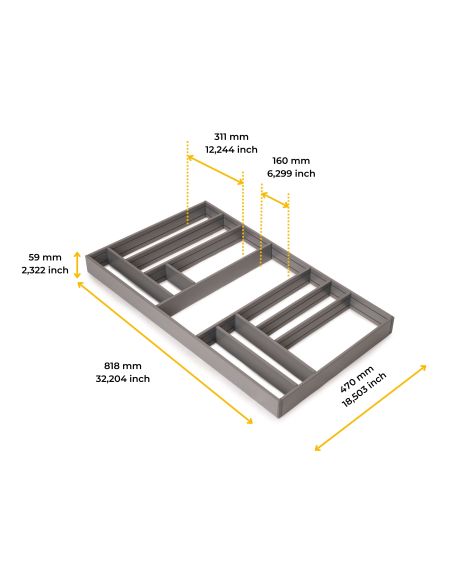 Emuca Organizzatore per cassetti Alumount 900x500, Alluminio, Grigio antracite