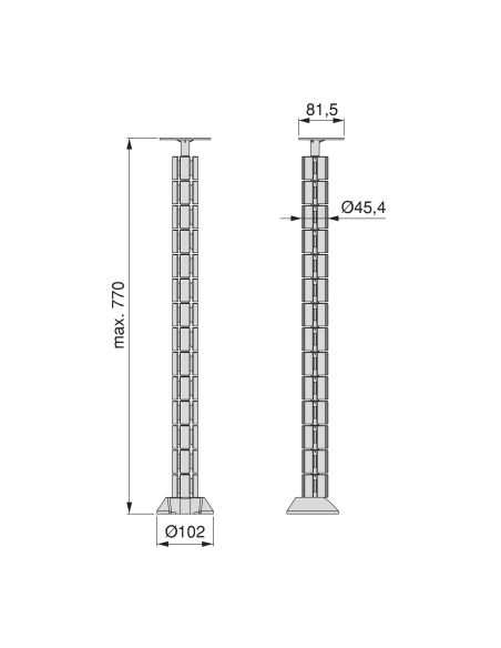 Emuca Colonna passacavi cavi Hexa, in Tecnoplastica, Nera
