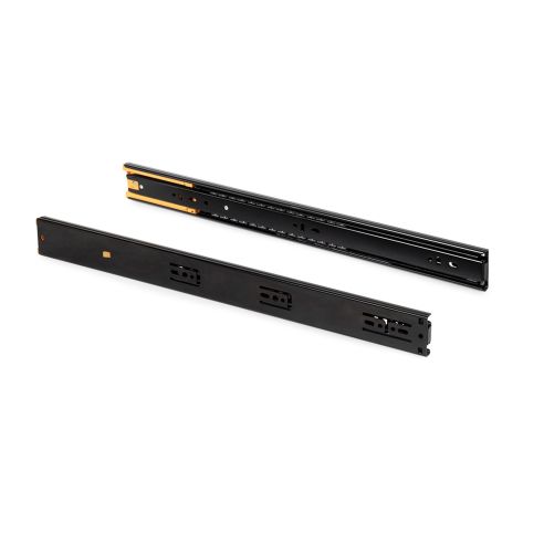 Emuca Lotto di 5 set guide per cassetti, a sfera, altezza 45 mm, profondità 300 mm, estrazione totale, chiusura soft, Nera