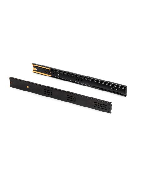 Emuca Lotto di 5 set guide per cassetti, a sfera, altezza 45 mm, profondità 300 mm, estrazione totale, chiusura soft, Nera