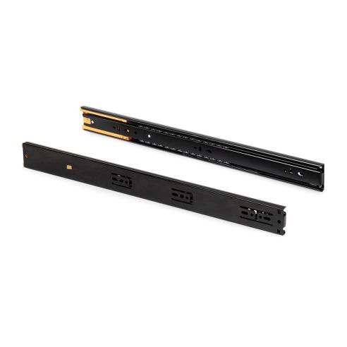 Emuca Lotto di 5 set guide per cassetti, a sfera, altezza 45 mm, profondità 350 mm, estrazione totale, chiusura soft, Nera