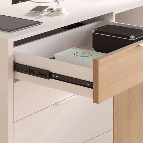 Emuca Lotto di 5 set guide per cassetti, a sfera, altezza 45 mm, profondità 400 mm, estrazione totale, chiusura soft, Nera