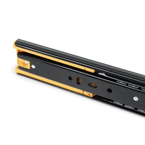 Emuca Lotto di 5 set guide per cassetti, a sfera, altezza 45 mm, profondità 400 mm, estrazione totale, chiusura soft, Nera