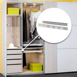 Emuca Kit guide per cassetti, a sfera, 45 x 450 mm, estrazione totale, chiusura soft, Zincato, 5 u. 2