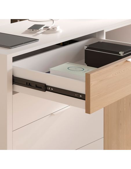 Emuca Lotto di 5 set guide per cassetti, a sfera, altezza 45 mm, profondità 450 mm, estraibili, chiusura soft, Nera