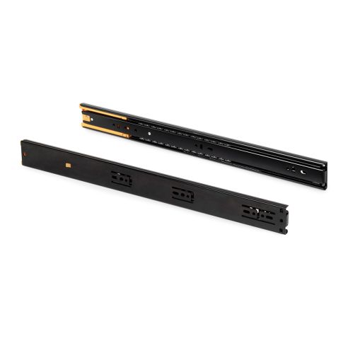 Emuca Lotto di 5 set guide per cassetti, a sfera, altezza 45 mm, profondità 450 mm, estraibili, chiusura soft, Nera