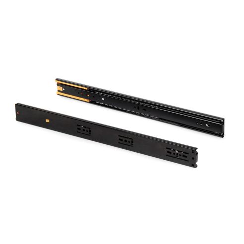 Emuca Lotto di 5 set guide per cassetti, a sfera, altezza 45 mm, profondità 500 mm, estraibili, chiusura soft, Nera