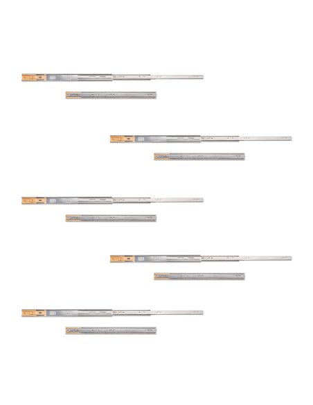 Emuca Kit guide per cassetti, a sfera, 45 x 550 mm, estrazione totale, chiusura soft, Zincato, 5 u.