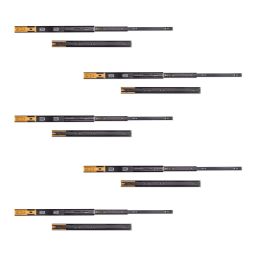 Emuca Lotto di 5 set guide per cassetti, a sfera, altezza 45 mm, profondità 550 mm, estrazione totale, chiusura soft, Nera