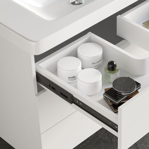 Emuca Lotto di 5 set guide per cassetti, a sfera, altezza 45 mm, profondità 550 mm, estrazione totale, chiusura soft, Nera