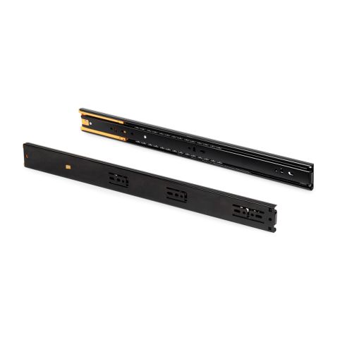 Emuca Lotto di 5 set guide per cassetti, a sfera, altezza 45 mm, profondità 550 mm, estrazione totale, chiusura soft, Nera