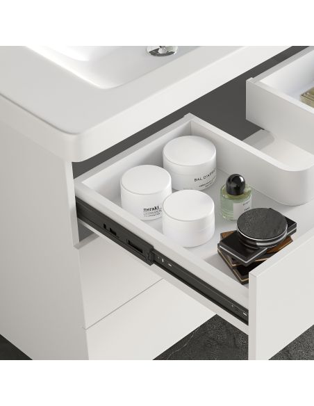 Emuca Lotto di 5 set guide per cassetti, a sfera, altezza 45 mm, profondità 600 mm, estrazione totale, chiusura soft, Nera