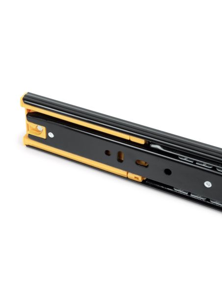 Emuca Lotto di 5 set guide per cassetti, a sfera, altezza 45 mm, profondità 600 mm, estrazione totale, chiusura soft, Nera