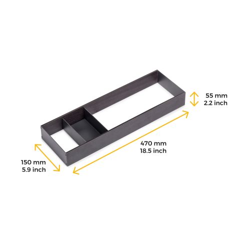 Emuca Organizzatore per cassetto Orderbox, 150x470 mm, Acciaio e Legno, Grigio antracite