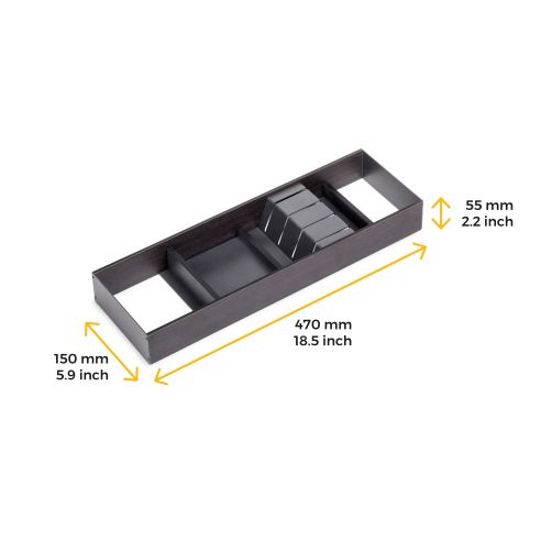 Emuca Portacoltelli per cassetto Orderbox, 150x470 mm, Acciaio e Legno, Grigio antracite
