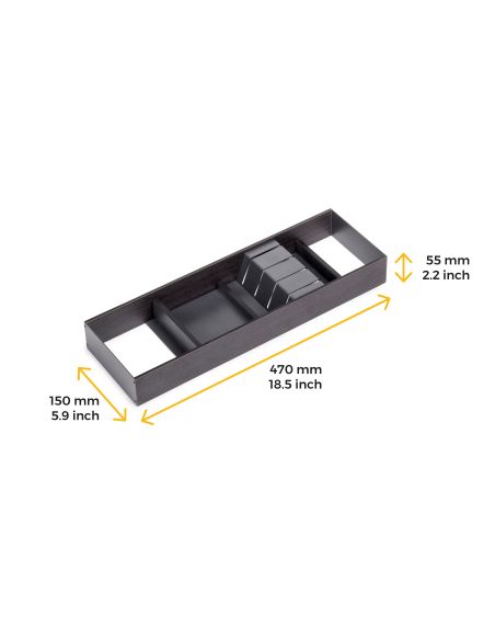 Emuca Portacoltelli per cassetto Orderbox, 150x470 mm, Acciaio e Legno, Grigio antracite