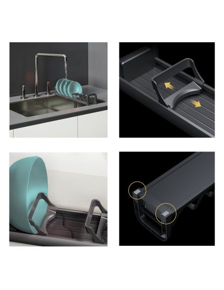 Emuca Portapiatti per cassetto Orderbox, 120x470 mm, Alluminio e Tecnoplastica, Grigio antracite