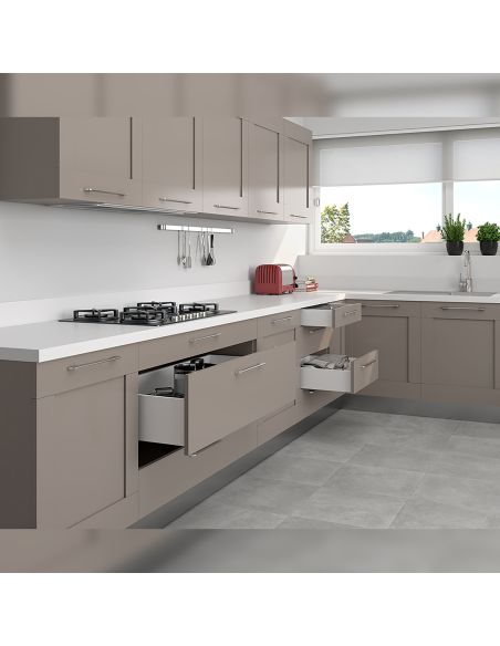 Emuca Cassetto esterno Concept 30kg, altezza 138mm, profondità 350mm, Acciaio, Verniciato bianco