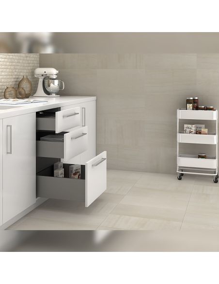 Emuca Cassetto esterno Concept 30kg, altezza 138mm, profondità 350mm, Acciaio, Verniciato bianco