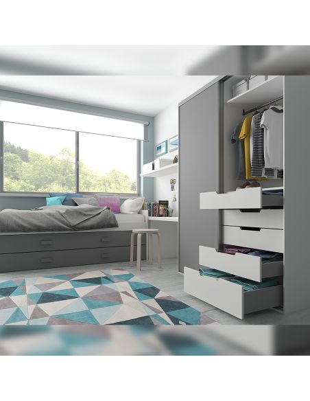 Emuca Cassetto esterno Concept 30kg, altezza 185mm, profondità 350mm, Acciaio, Grigio antracite