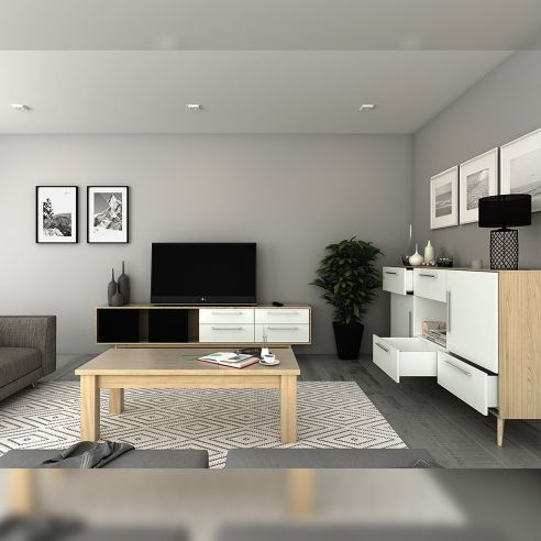 Emuca Cassetto esterno Concept 30kg, altezza 185mm, profondità 500mm, Acciaio, Verniciato bianco