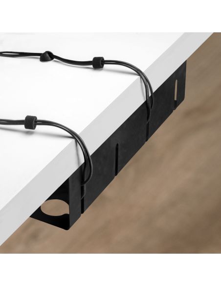 Emuca Lotto di 2 Portacavi da sotto tavolo, Lunghezza 430 mm, Acciaio, Verniciato nero