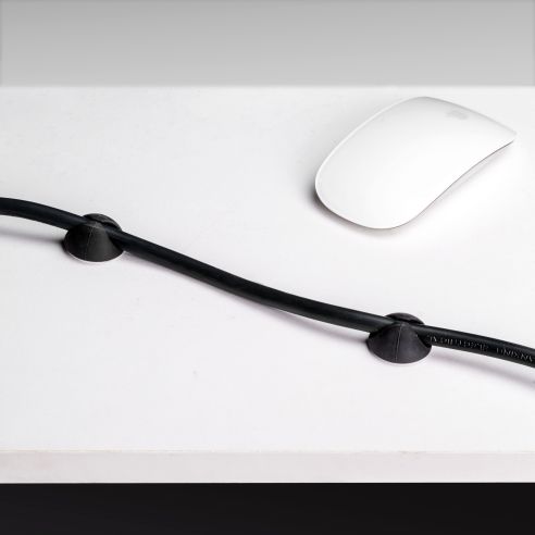 Emuca Lotto di 2 Portacavi da sotto tavolo, Lunghezza 430 mm, Acciaio, Verniciato nero